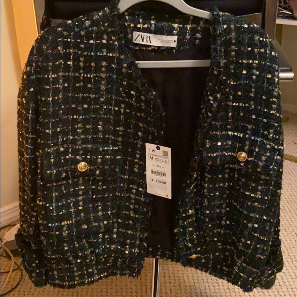Beautiful Green Zara tweed jacket sold out